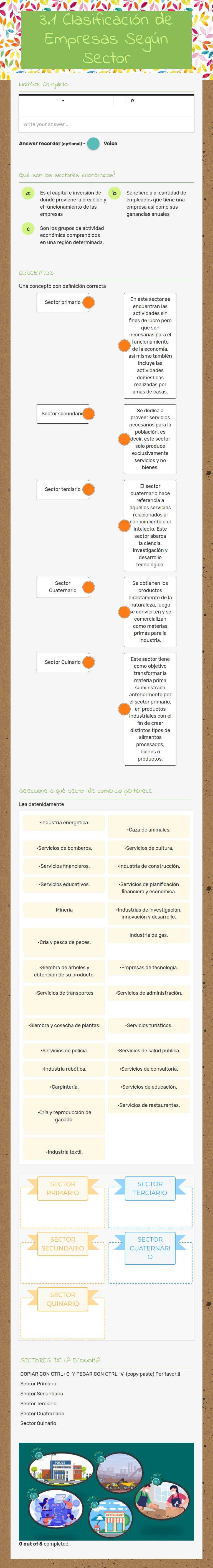 3.1 Clasificación de Empresas     Según Sector worksheet preview image