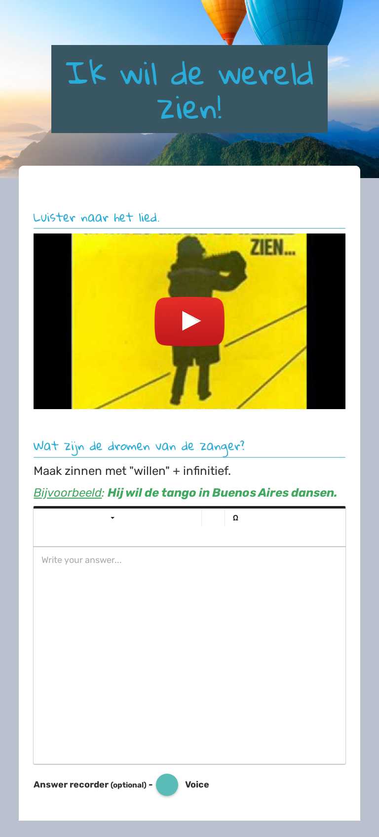 Ik wil de wereld zien! worksheet preview image