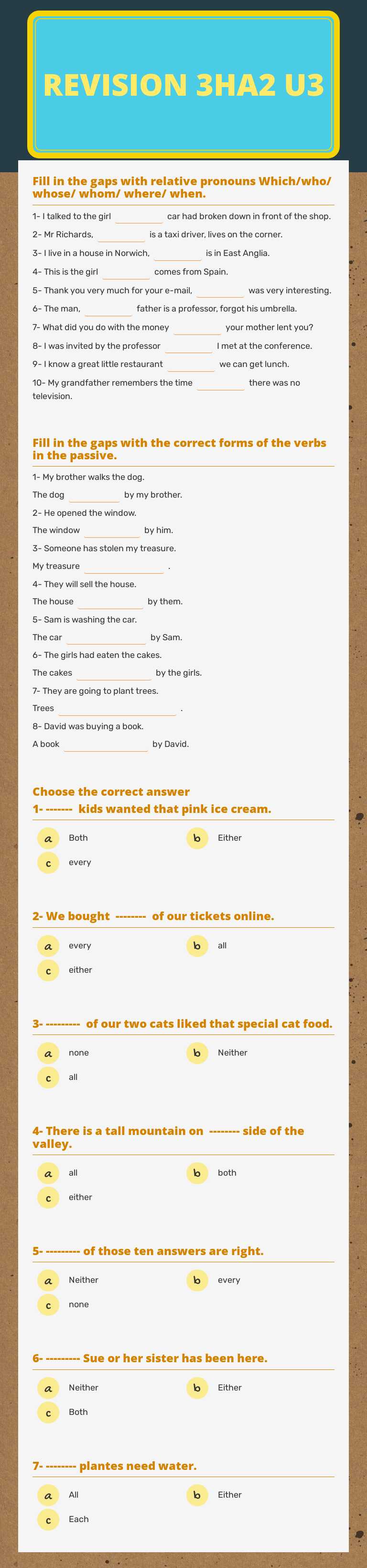 Revision 3ha2 U3 Grade 3 worksheet preview