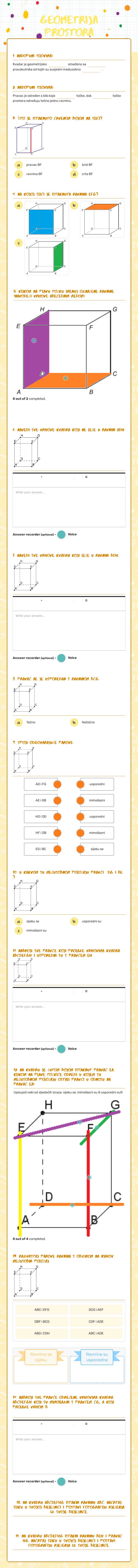 Geometrija prostora Grade 8 worksheet preview