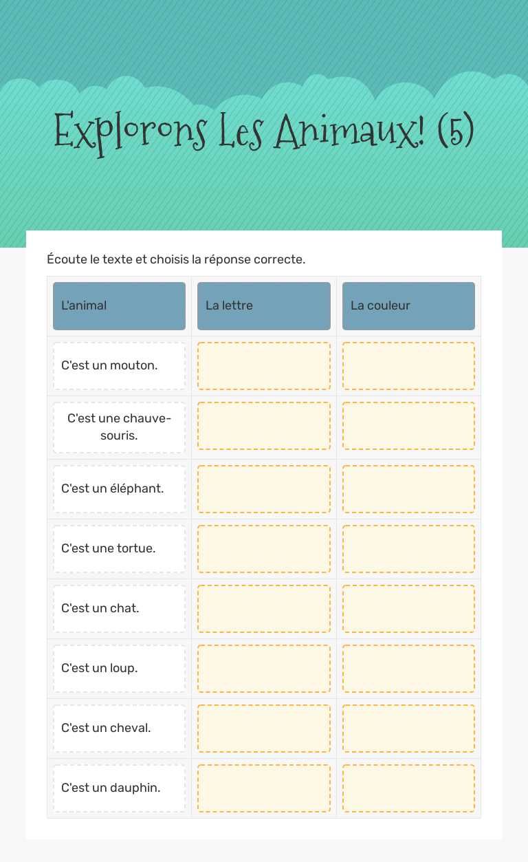 Explorons Les Animaux! (5) worksheet preview image
