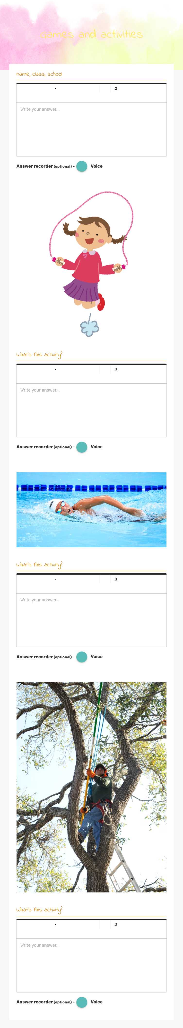 Games and activities worksheet preview image