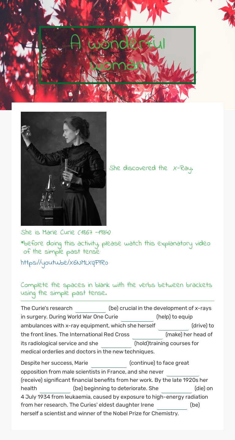 A wonderful woman worksheet preview image