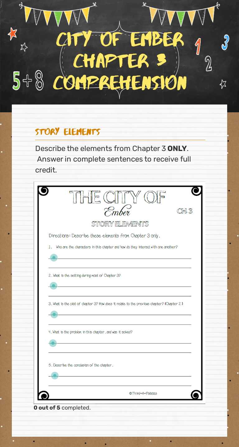 City of Ember Chapter 3 Comprehension Grade 5 worksheet preview