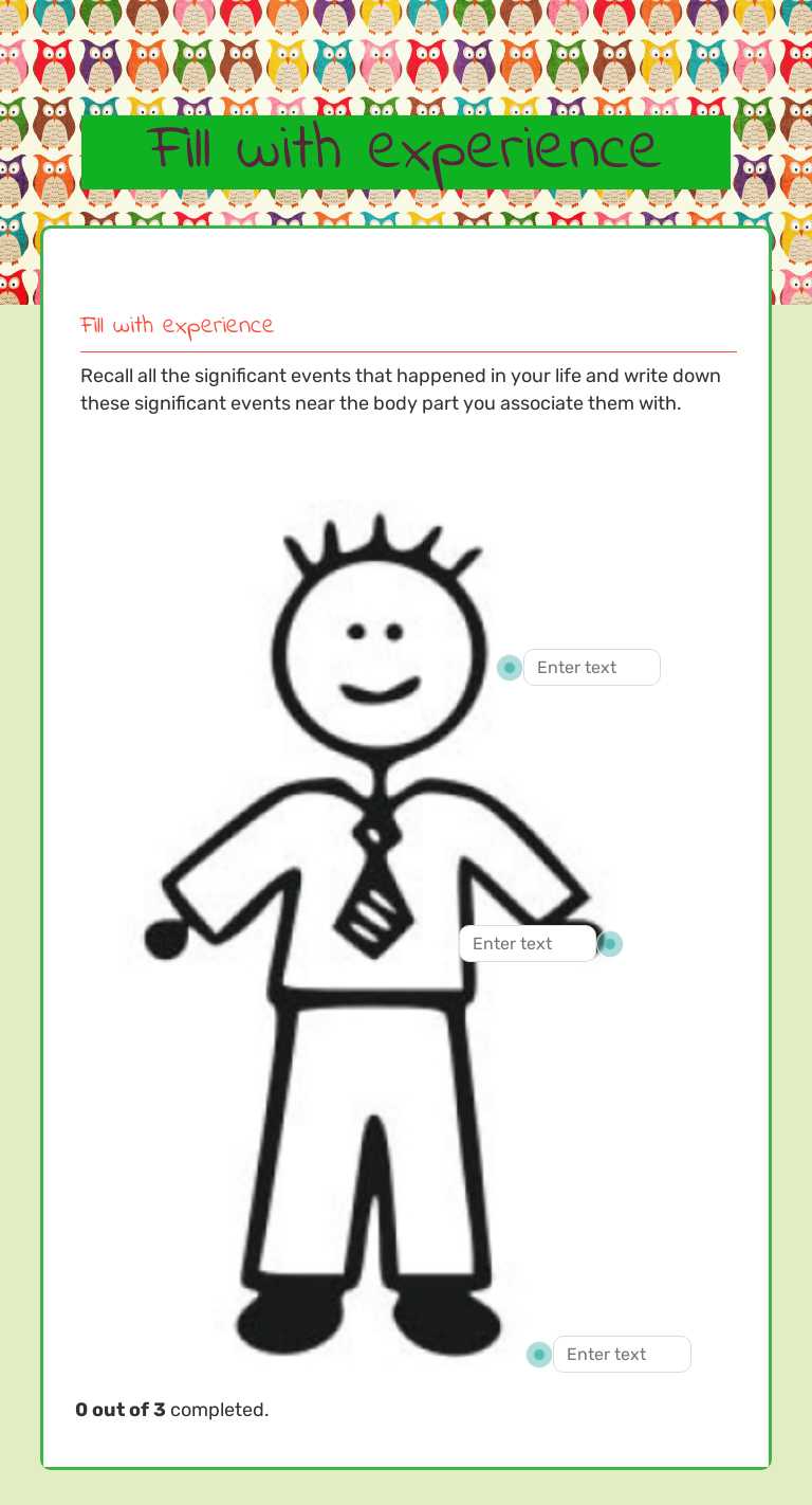 Fill with experience worksheet preview image
