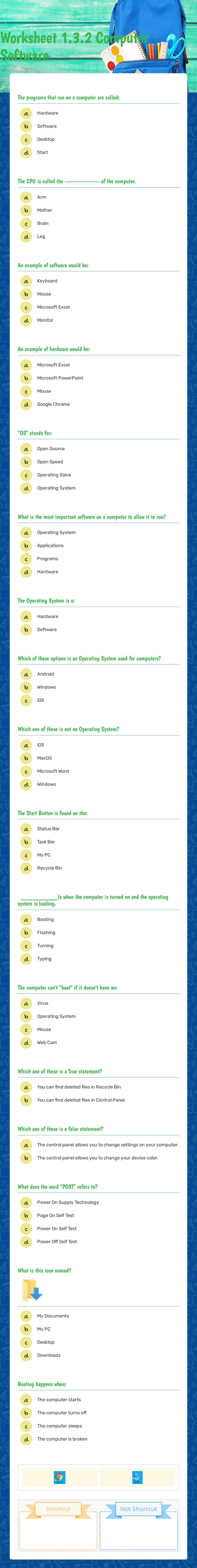 Worksheet 1.3.2 Computer Software worksheet preview image
