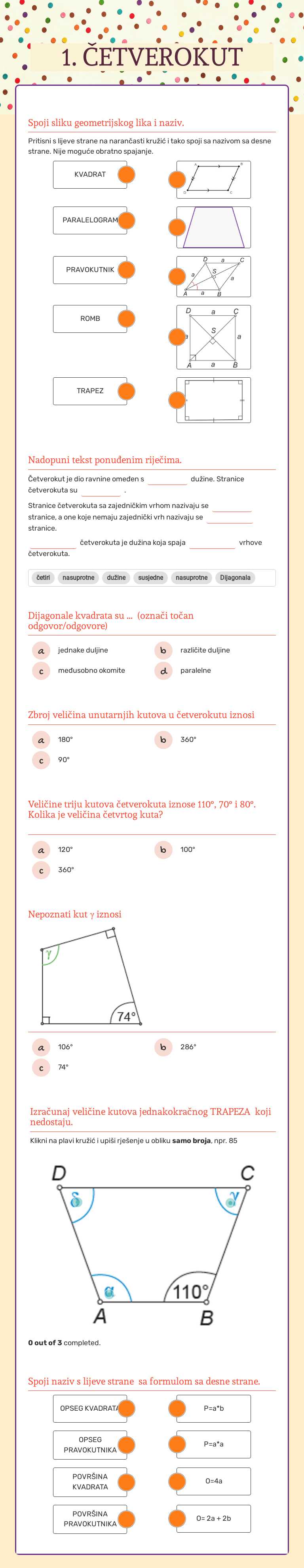 1. ČETVEROKUT Grade 6 worksheet preview
