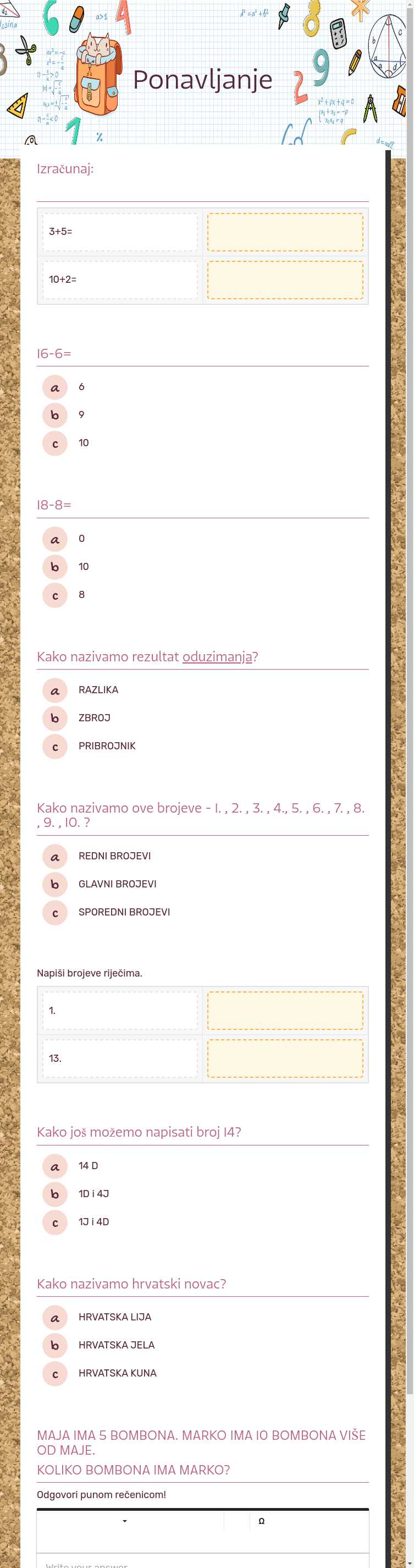 Ponavljanje Grade 1 worksheet preview