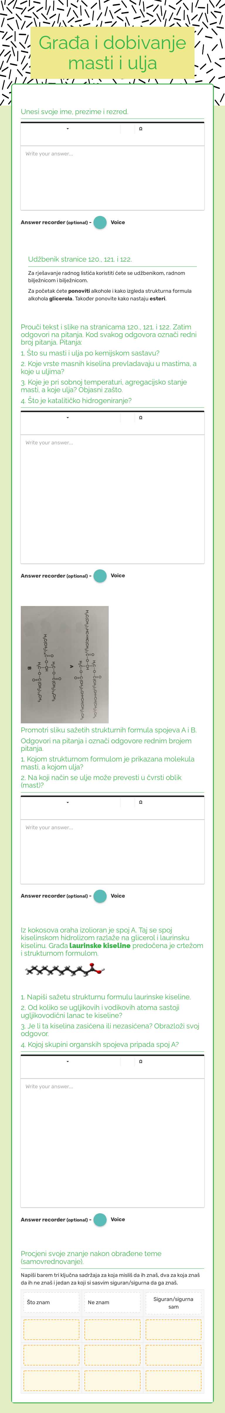 Građa i dobivanje masti i ulja worksheet preview image
