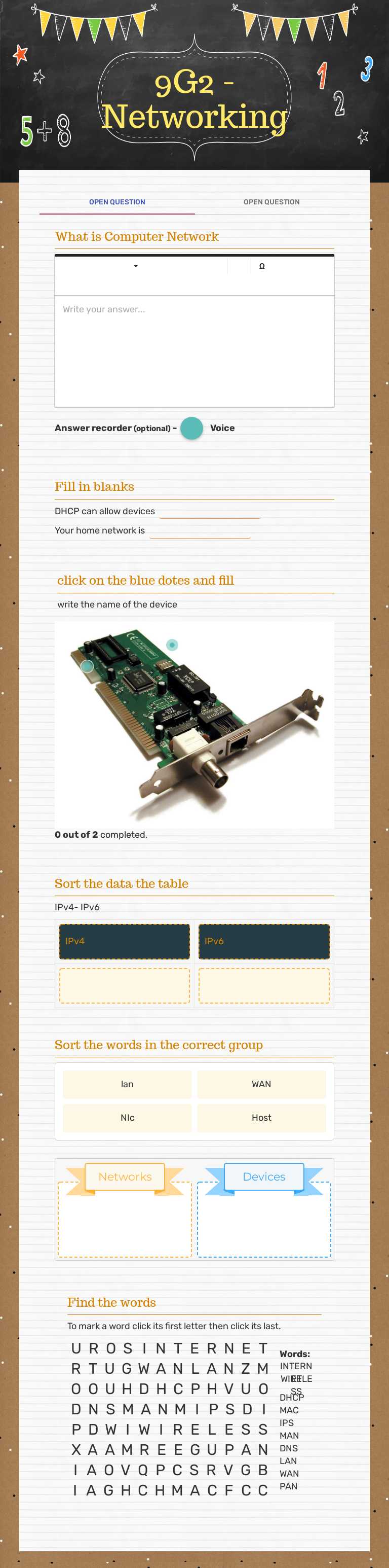 9G2 - Networking worksheet preview image