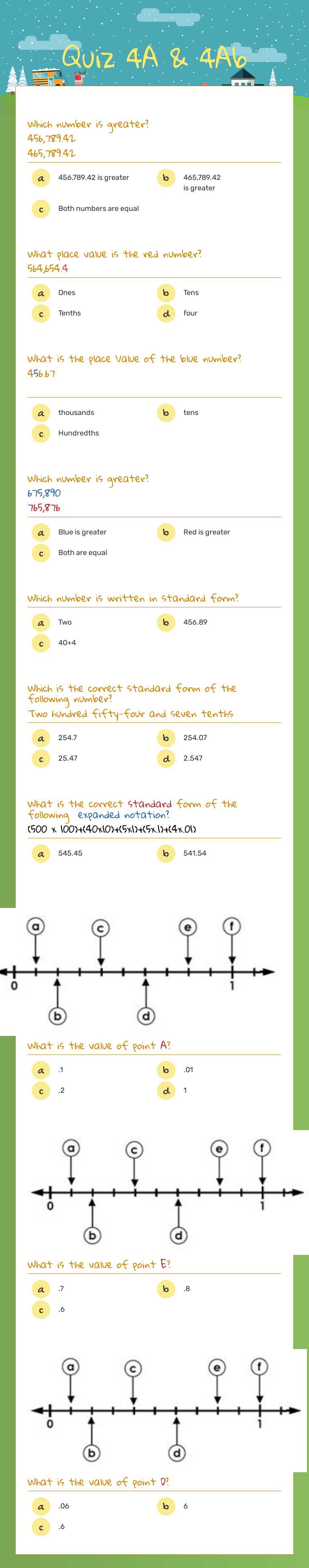 Quiz 4A & 4Ab worksheet preview image