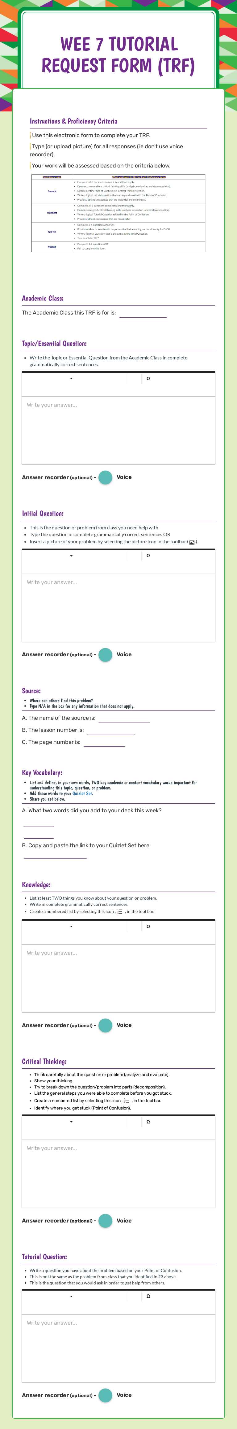 Wee 7 Tutorial Request Form (TRF) by Richardson, Kimberly | Interactive ...