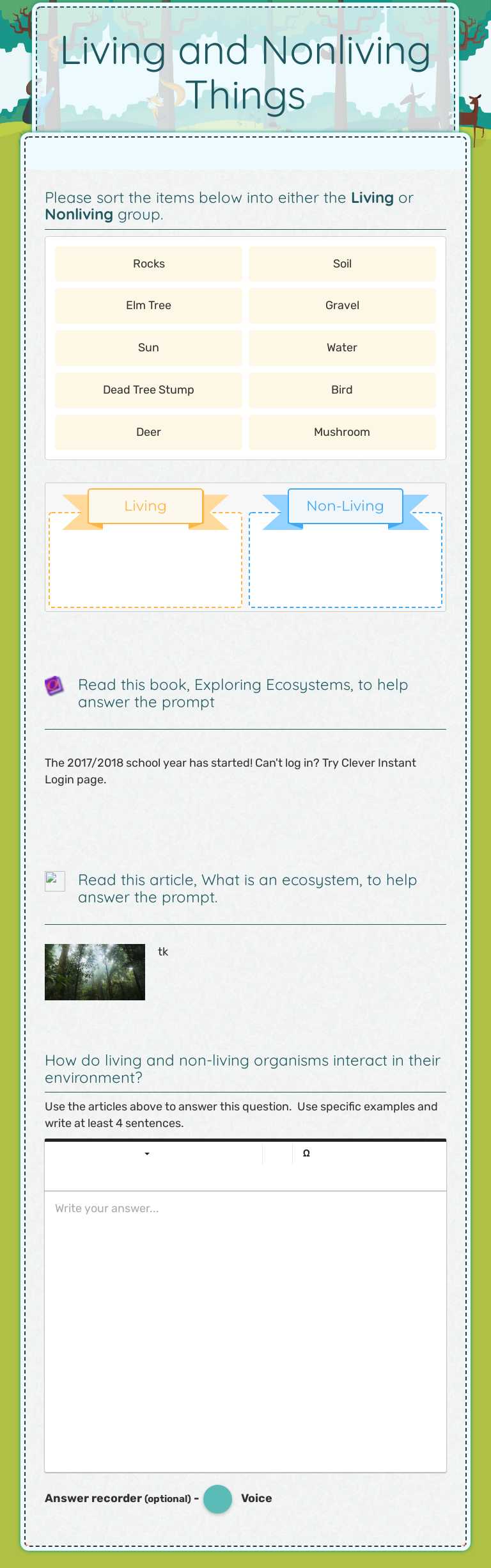 Living and Nonliving Things worksheet preview image