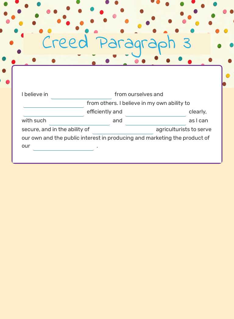 Creed Paragraph 3 Grade 9 worksheet preview
