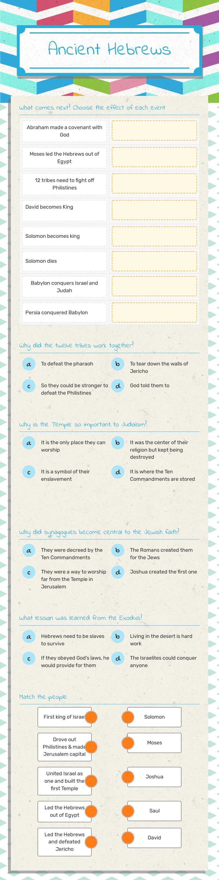 Ancient Hebrews worksheet preview image