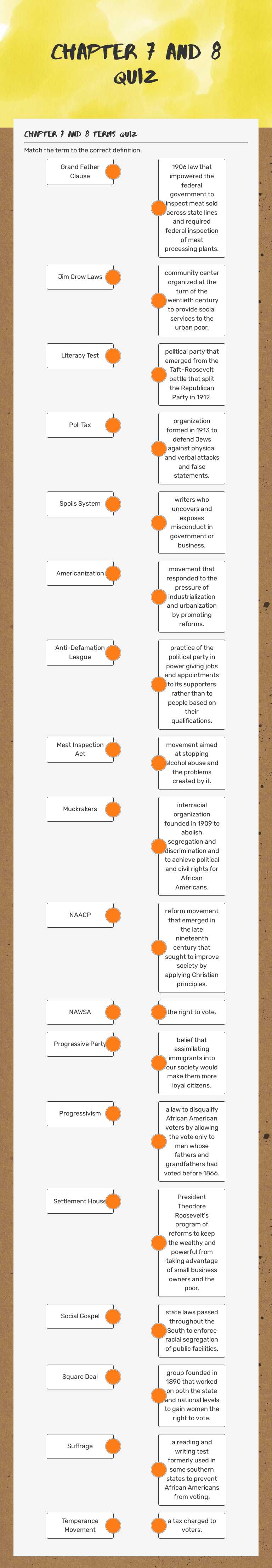 Chapter 7 and 8 Quiz worksheet preview image