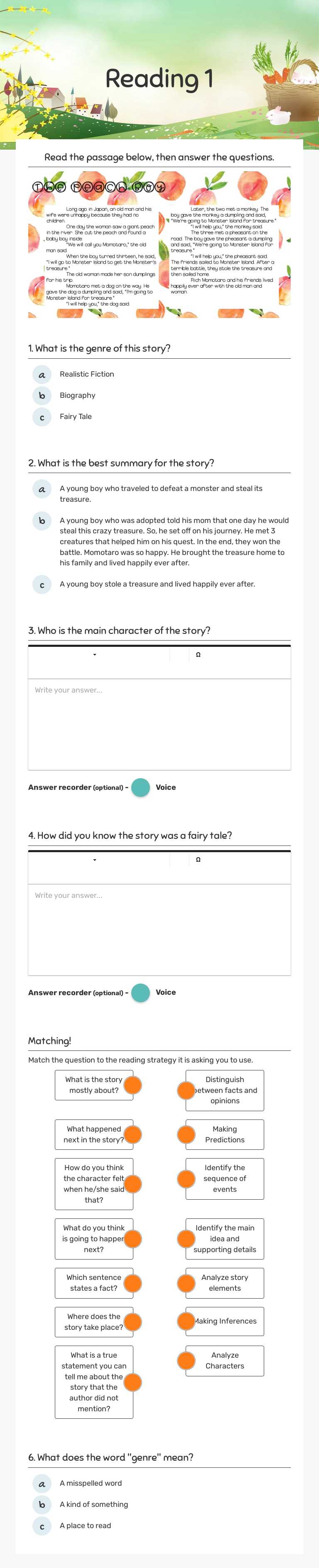 Reading 1 worksheet preview image
