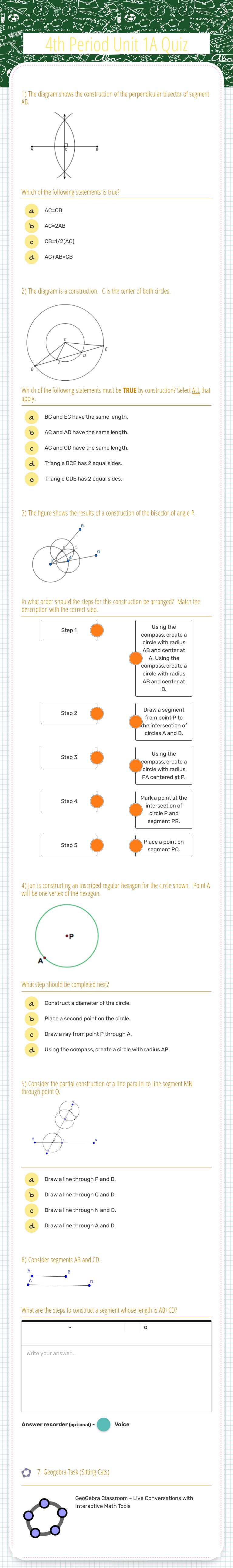 4th Period Unit 1A Quiz worksheet preview image