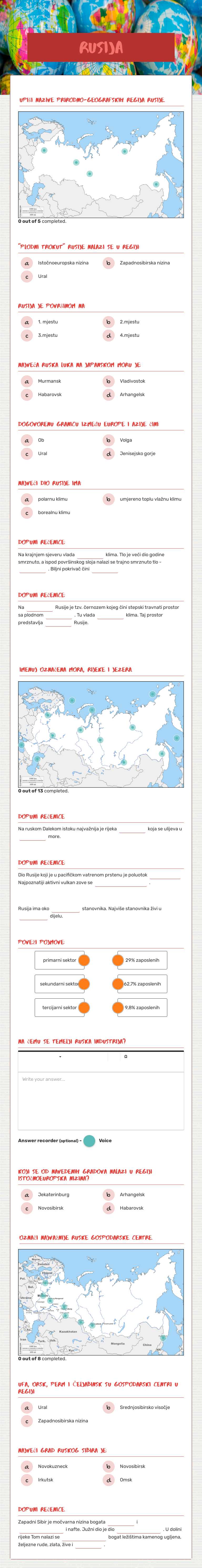 RUSIJA worksheet preview image