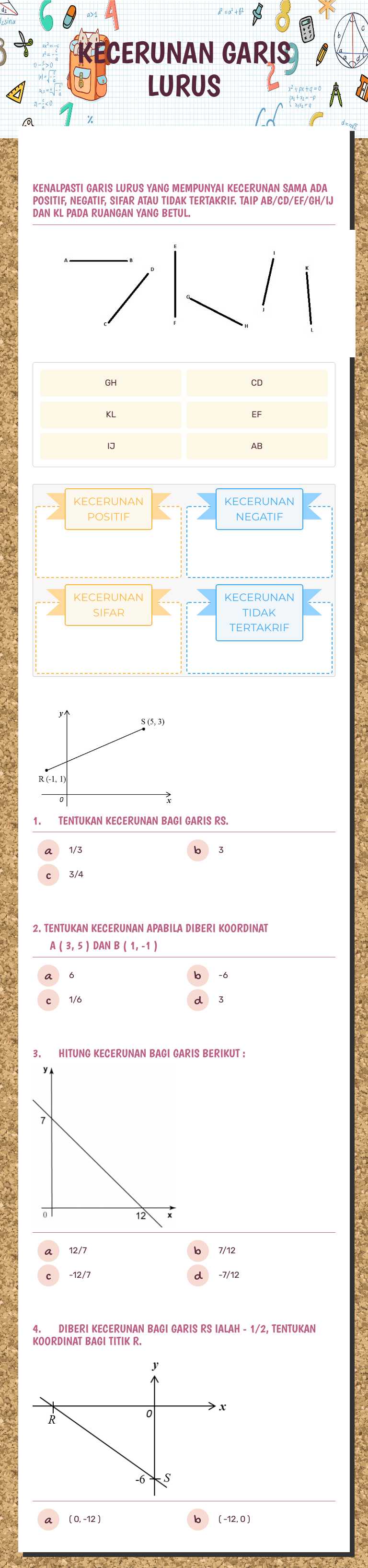 KECERUNAN GARIS LURUS worksheet preview image