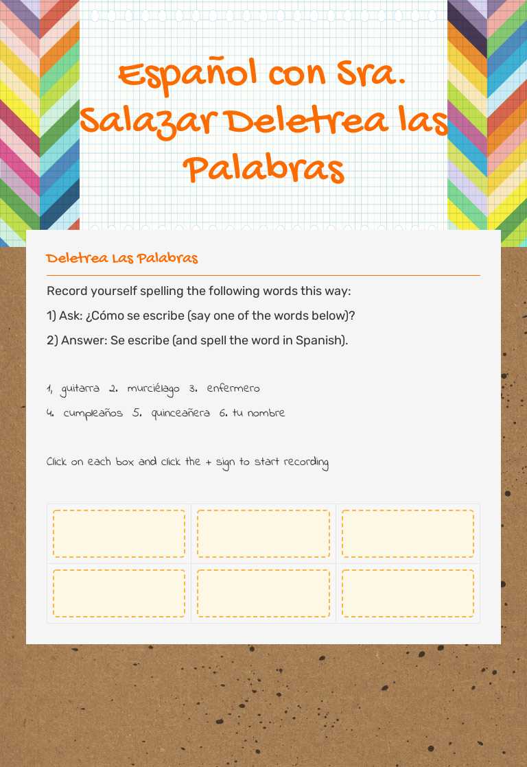 Español con Sra. Salazar Deletrea las Palabras Grade 9 worksheet preview
