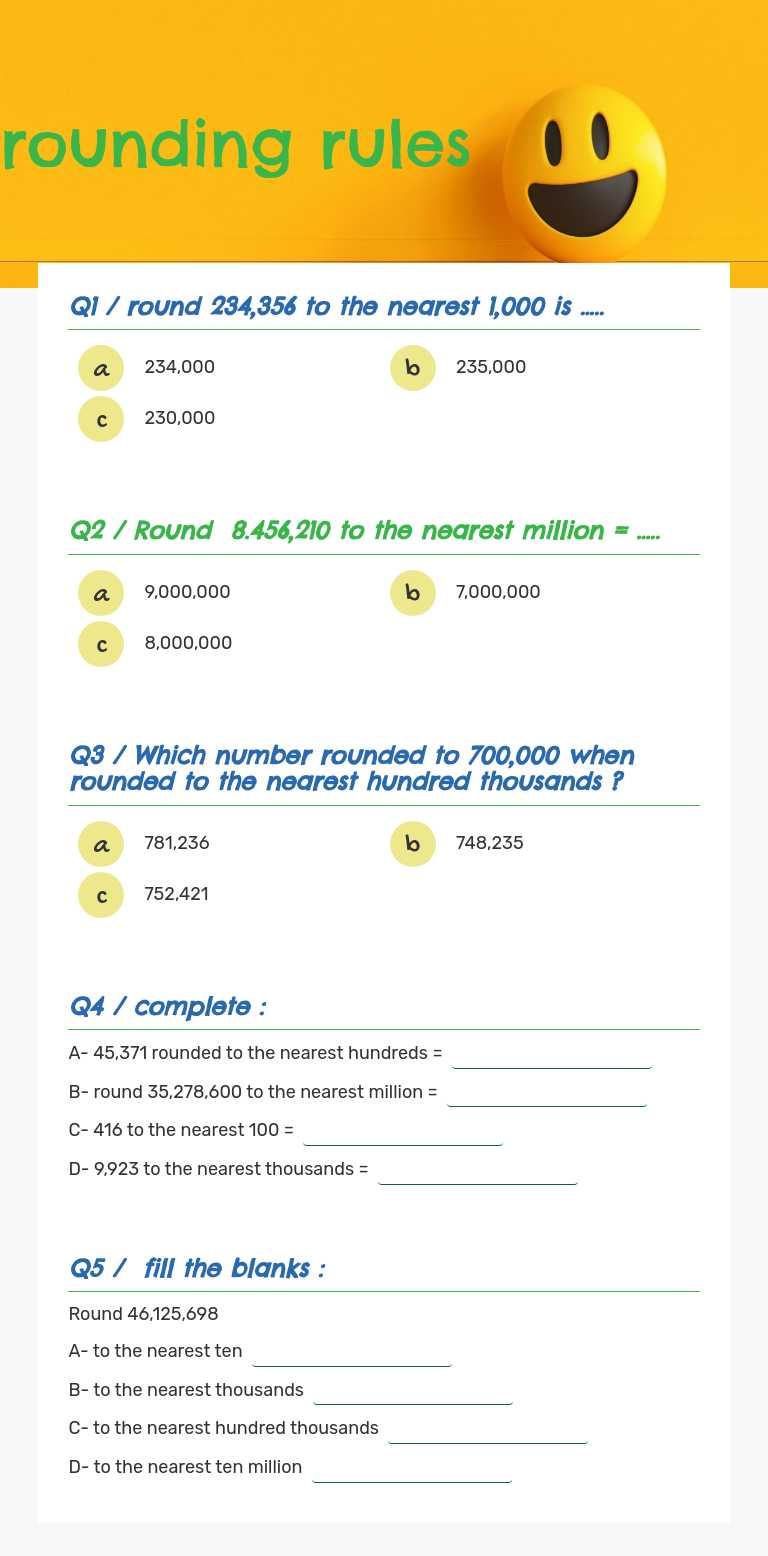rounding rules worksheet preview image