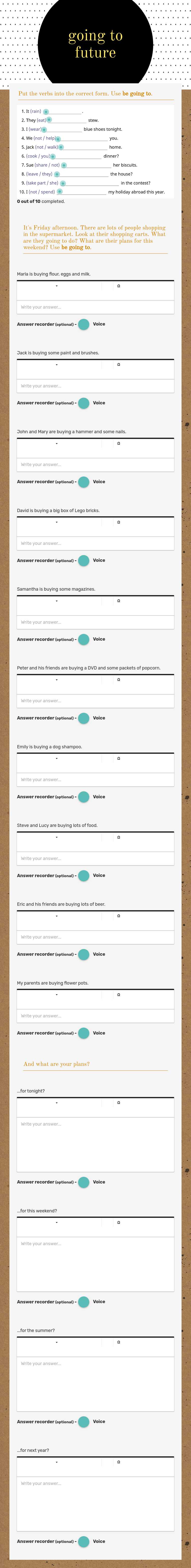 going to future worksheet preview image