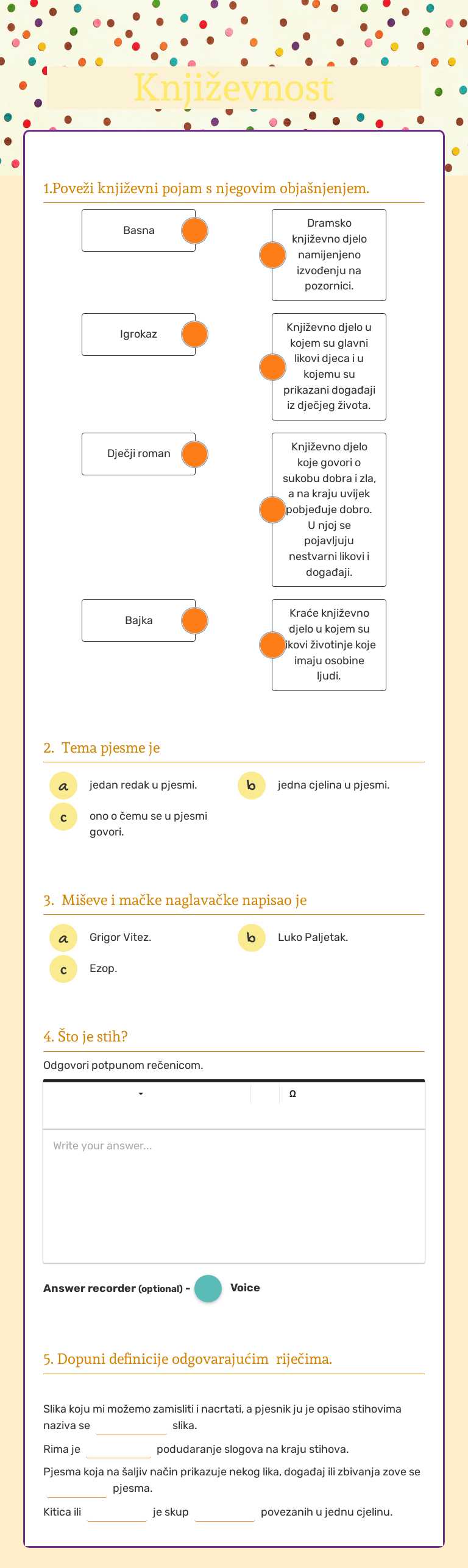 Književnost worksheet preview image