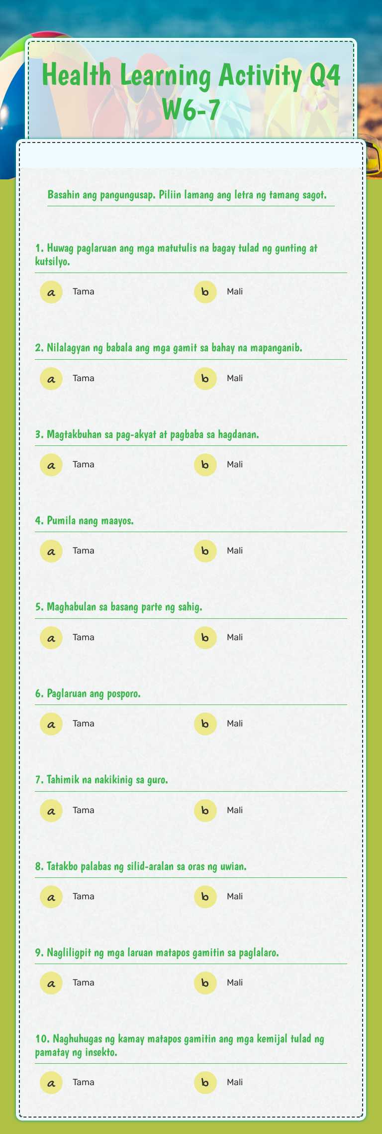Health Learning Activity Q4 W6-7 worksheet preview image