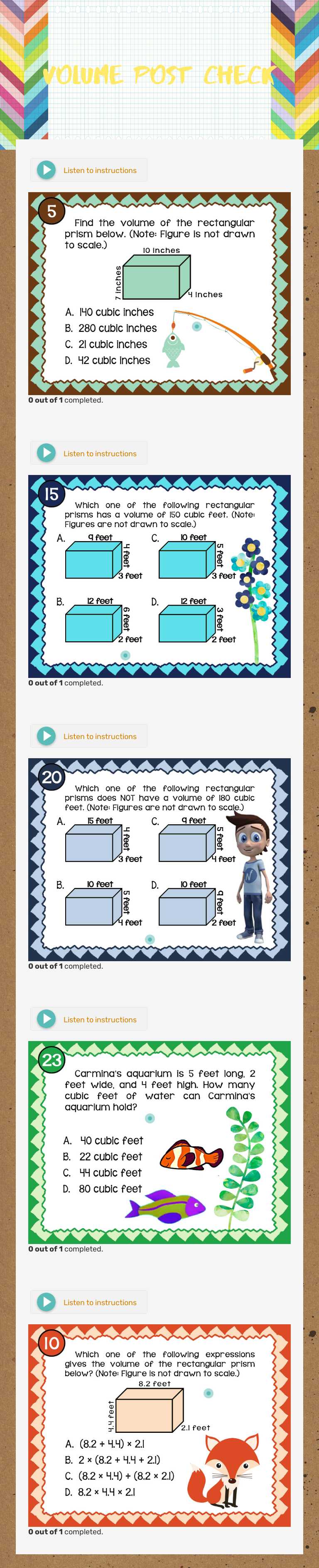 Volume post check worksheet preview image