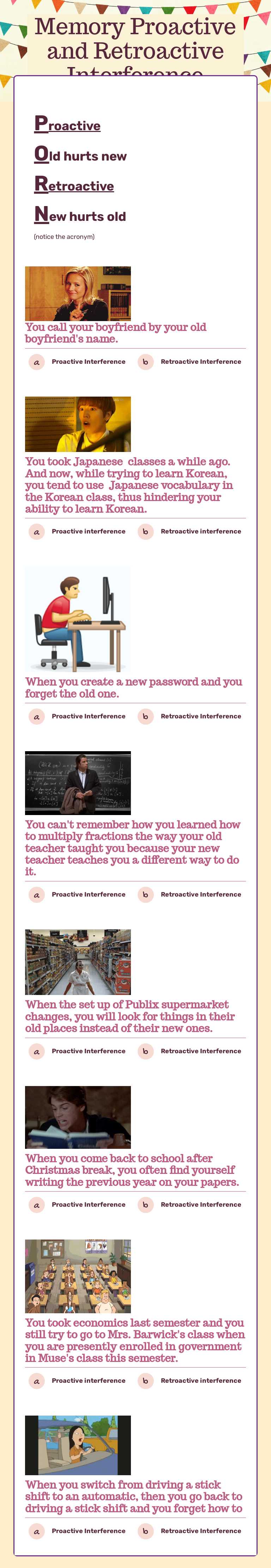Memory Proactive and Retroactive Interference worksheet preview image