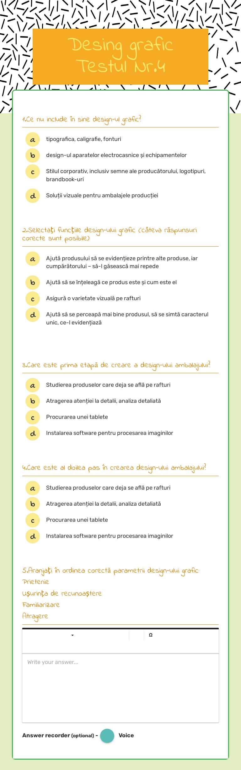 Desing grafic Testul Nr.4 worksheet preview image