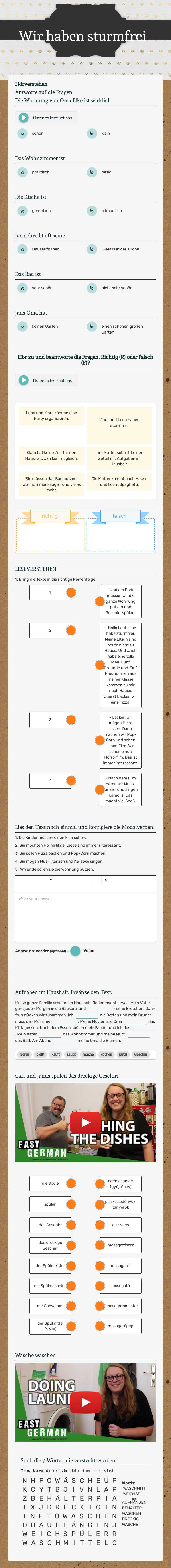 Wir haben sturmfrei worksheet preview image