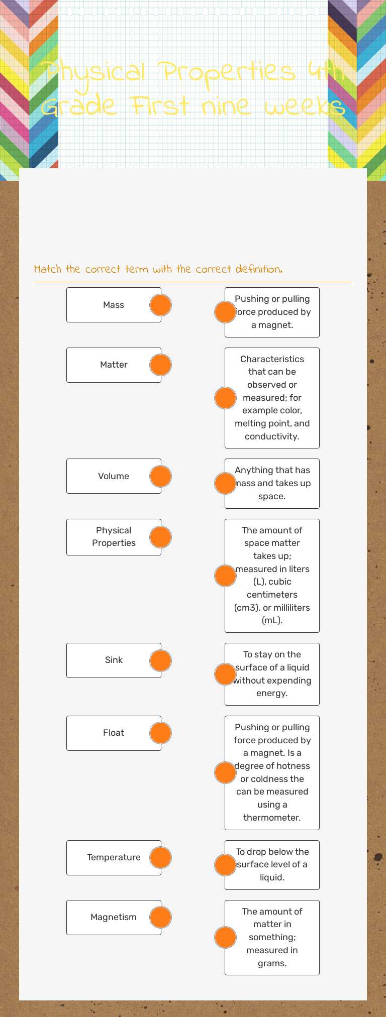 Physical Properties 4th Grade First nine weeks Grade 4 worksheet preview