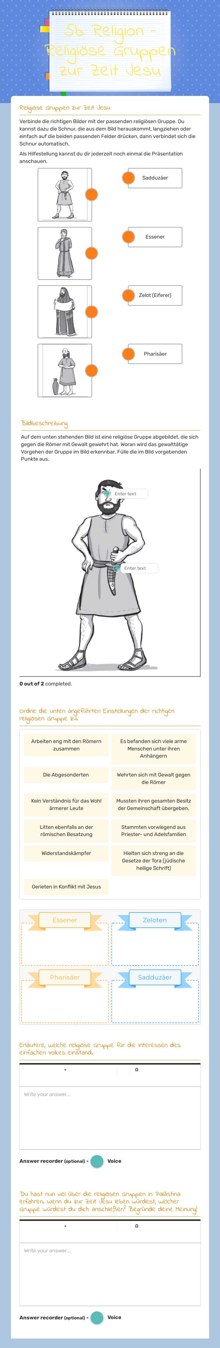 5b: Religion – Religiöse Gruppen zur Zeit Jesu worksheet preview image
