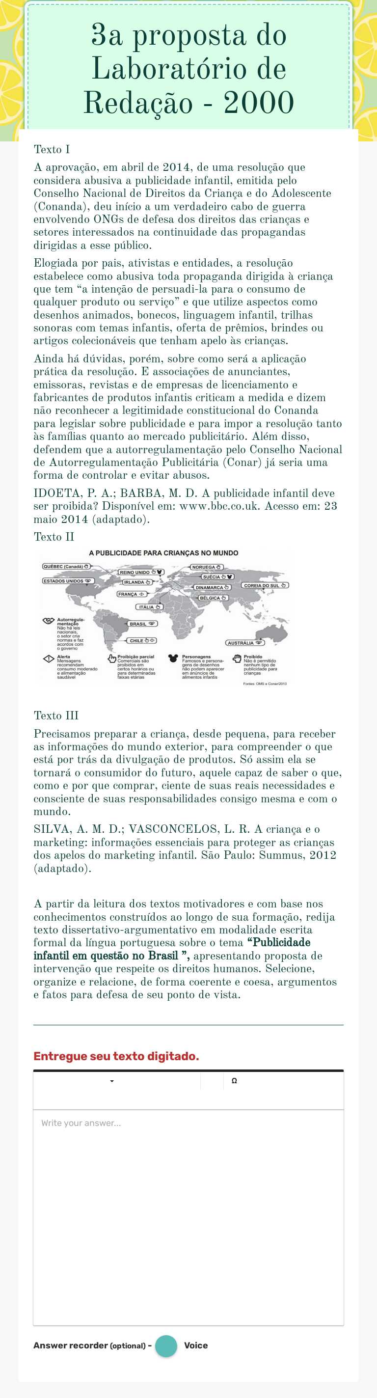 3a proposta do Laboratório de Redação - 2000 worksheet preview image