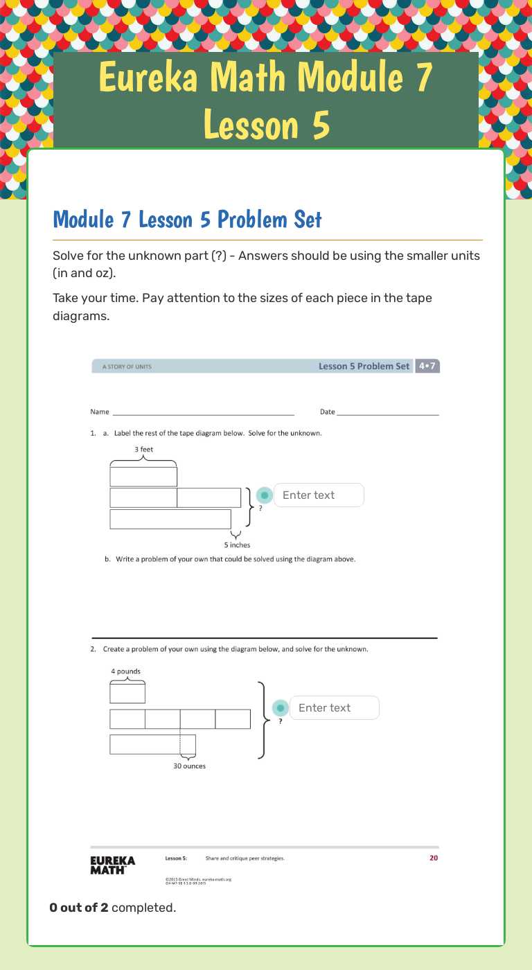Eureka Math Module 7 Lesson 5 worksheet preview image