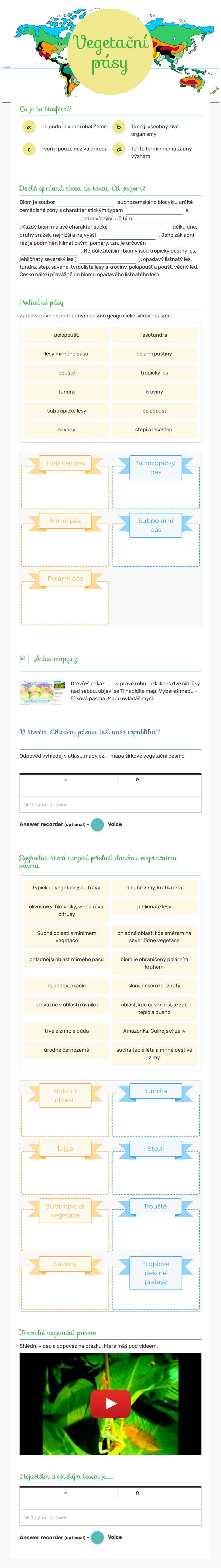 Vegetační pásy worksheet preview image