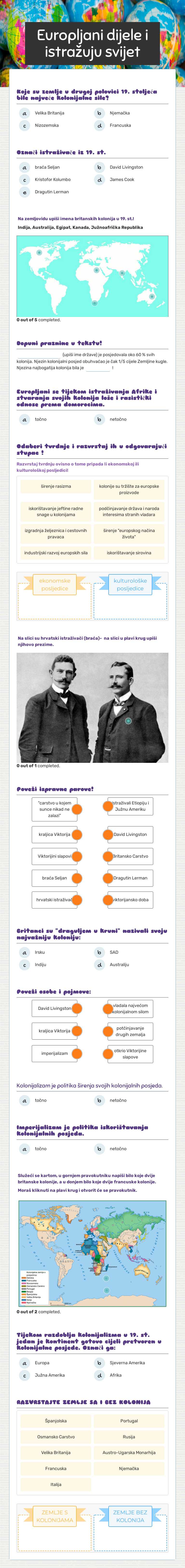 Europljani dijele i istražuju svijet worksheet preview image