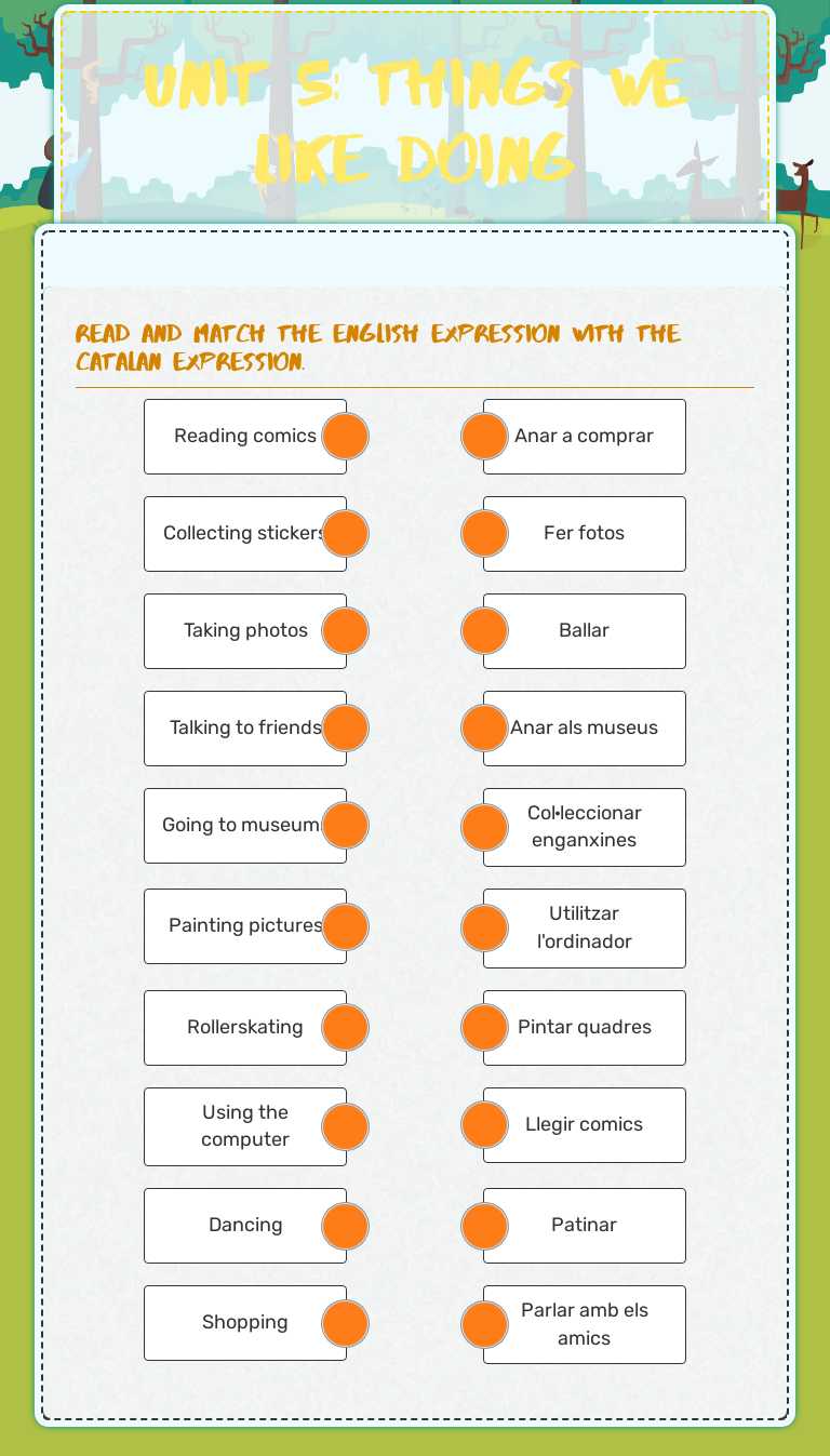 UNIT 5: THINGS WE LIKE DOING worksheet preview image
