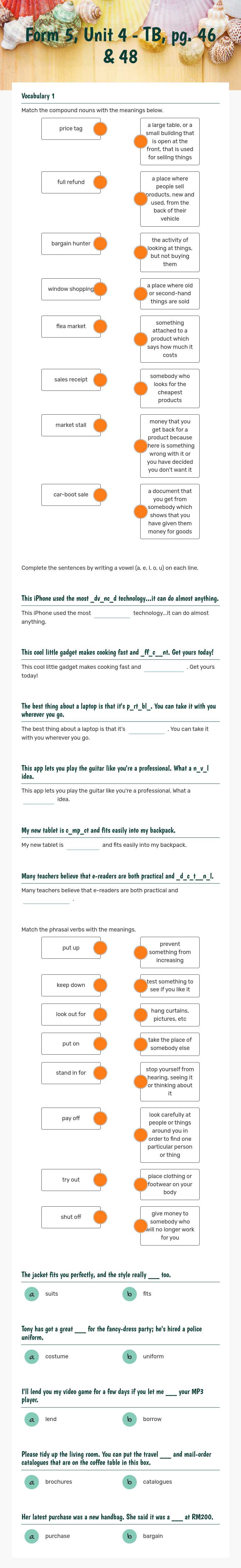 Form 5, Unit 4 - TB, pg. 46 & 48 worksheet preview image