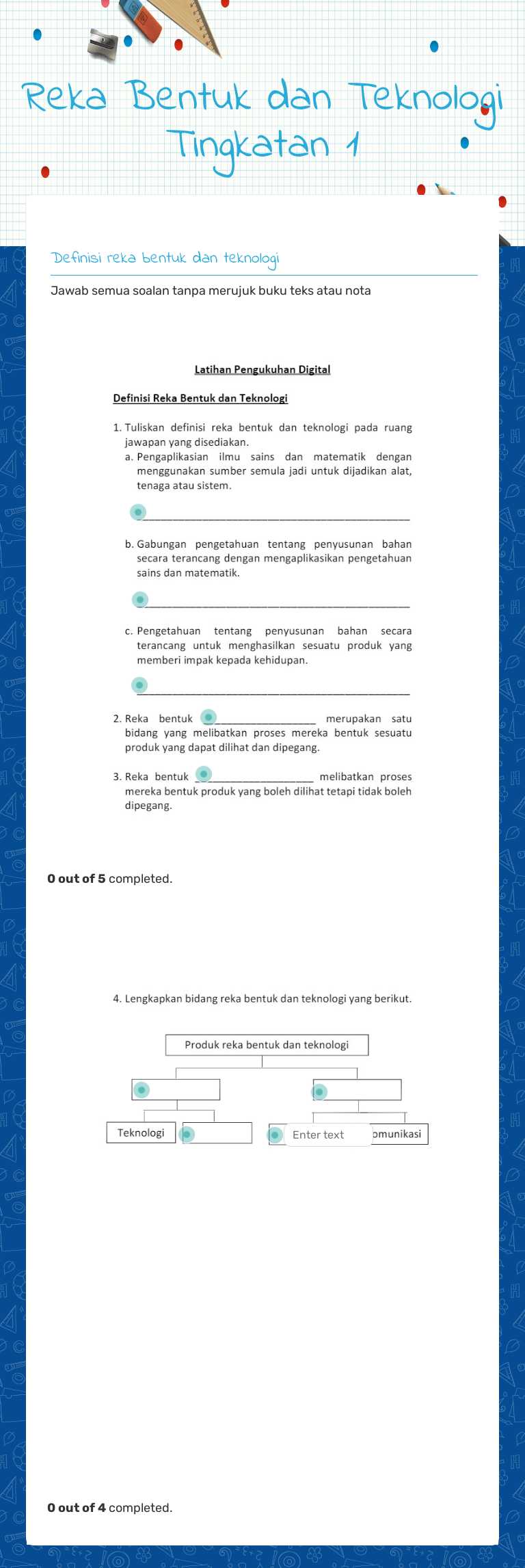 Reka Bentuk dan Teknologi
Tingkatan 1 worksheet preview image