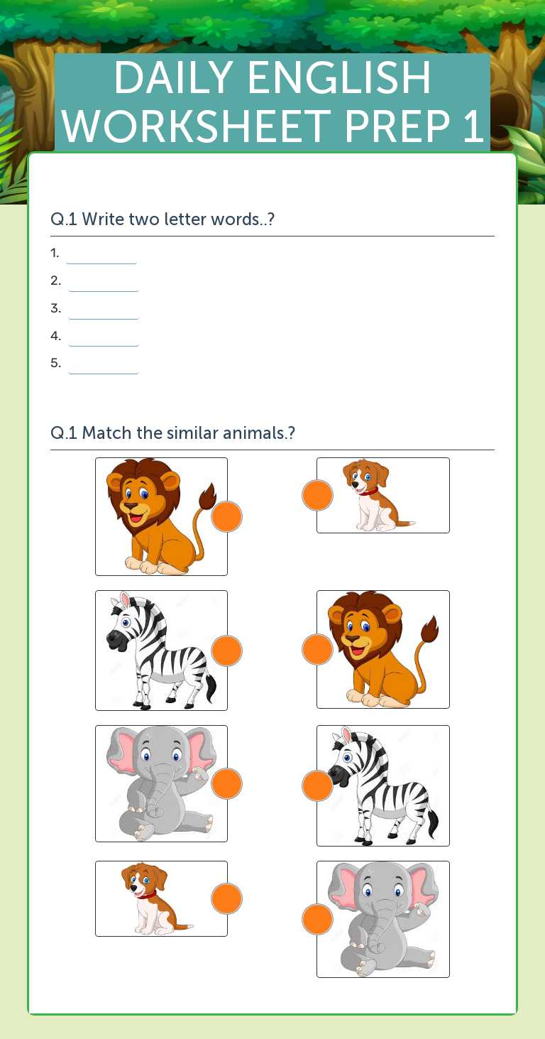 DAILY ENGLISH WORKSHEET PREP 1 worksheet preview image