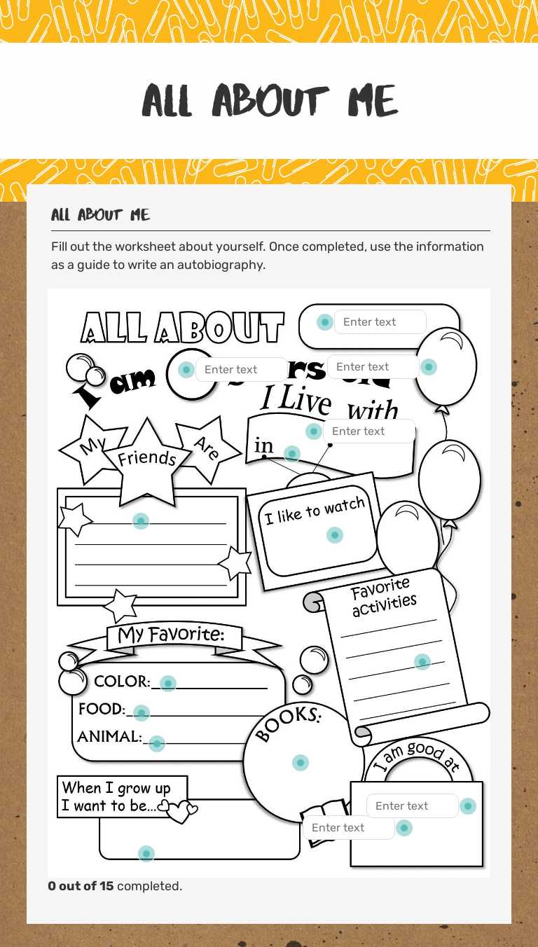 All About Me worksheet preview image