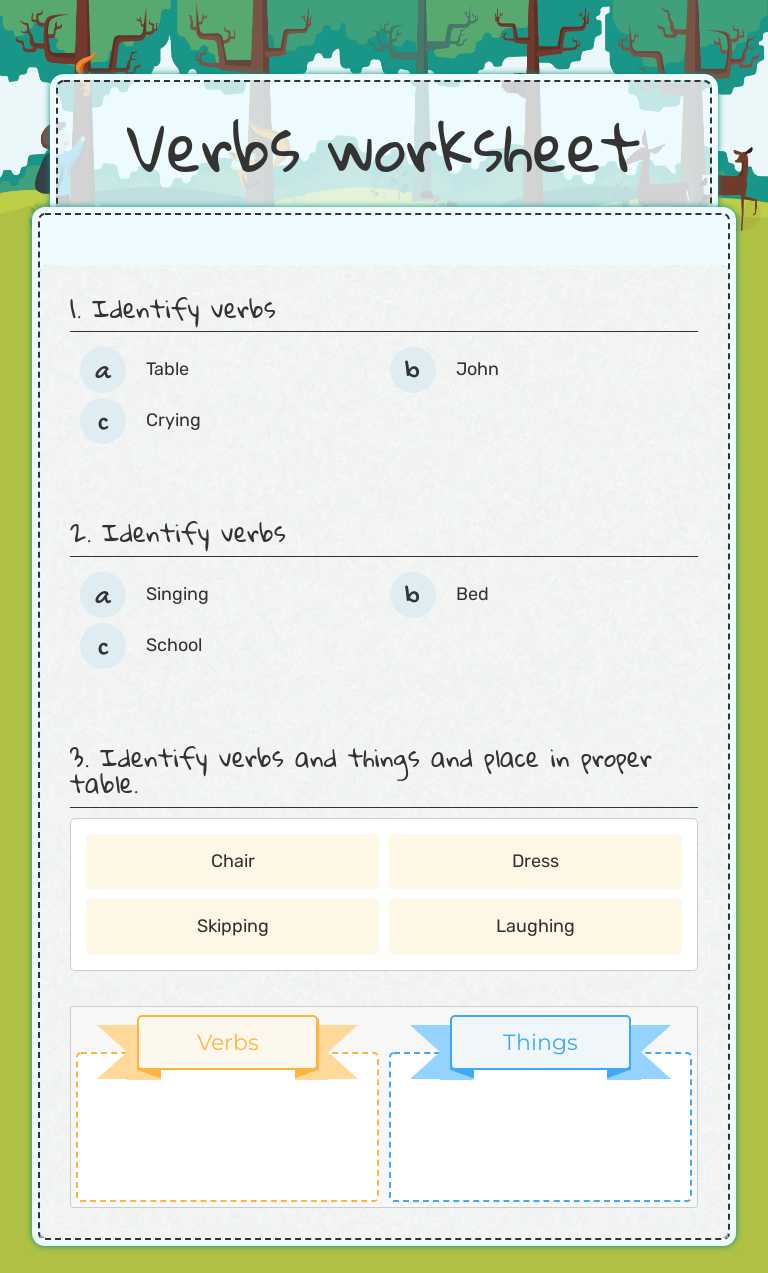 Verbs worksheet worksheet preview image