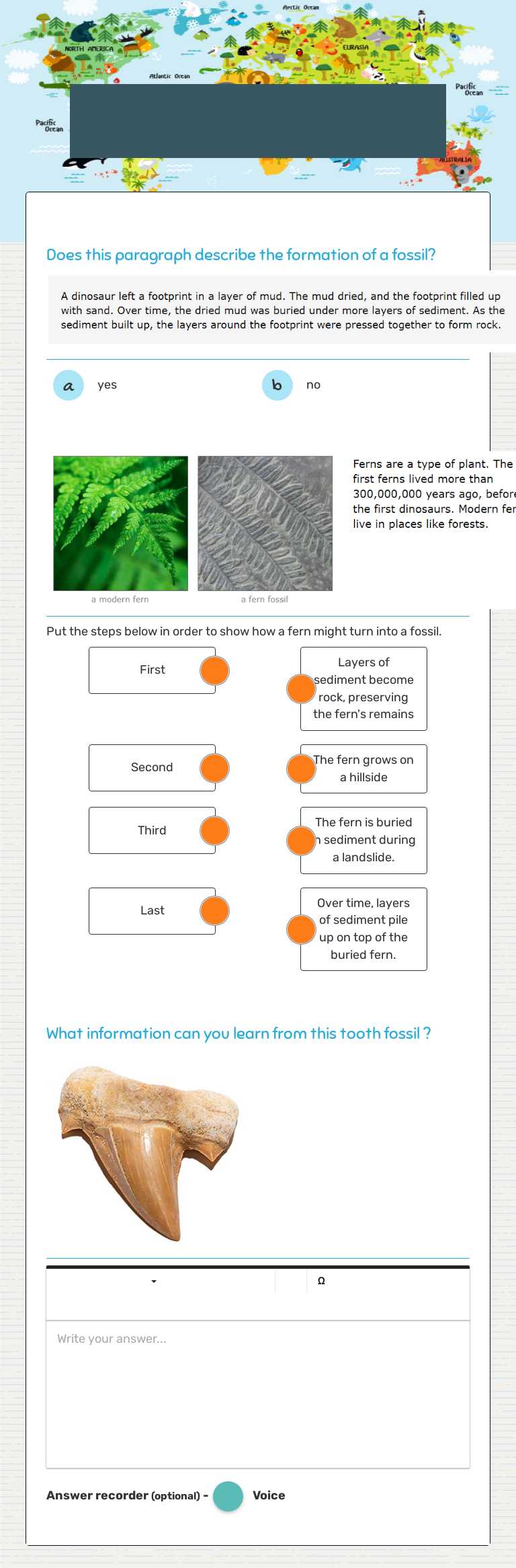 Fossils Quick Check #2 Grade 3 worksheet preview