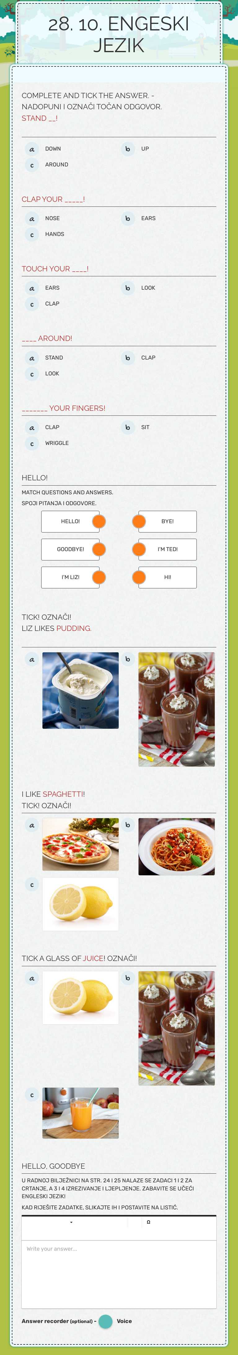 28. 10. ENGESKI JEZIK worksheet preview image