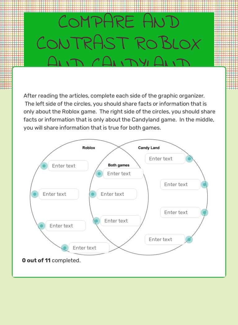 COMPARE AND CONTRAST ROBLOX AND CANDYLAND worksheet preview image