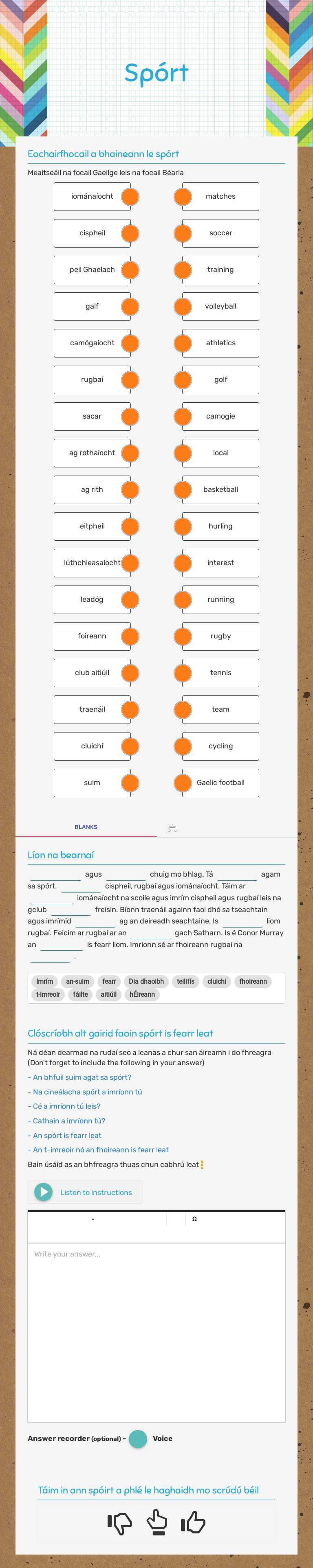 Spórt worksheet preview image