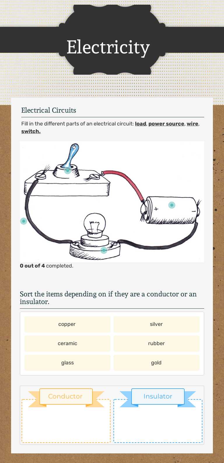 Electricity Grade 4 worksheet preview
